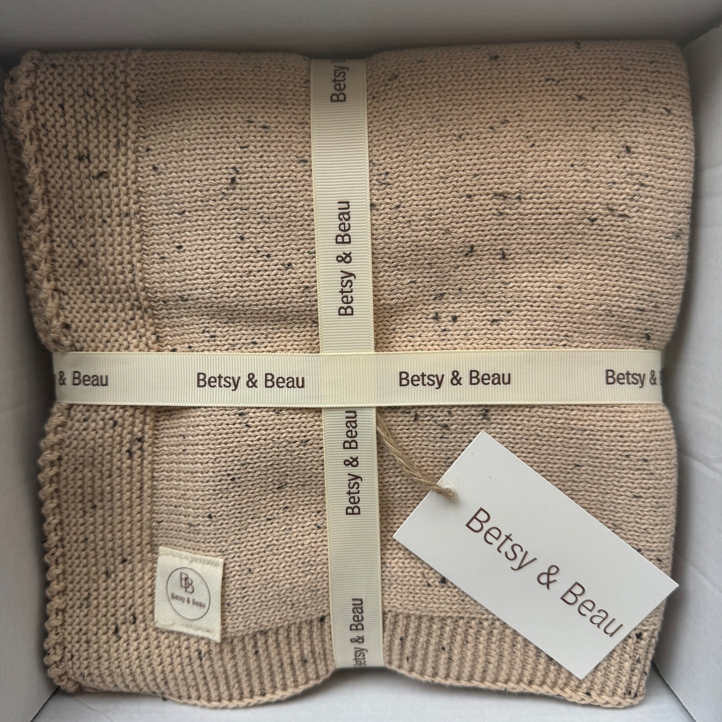 Pablo - Essentials Collection - Personalized Organic Cotton Knitted Blanket - Speckled Stone