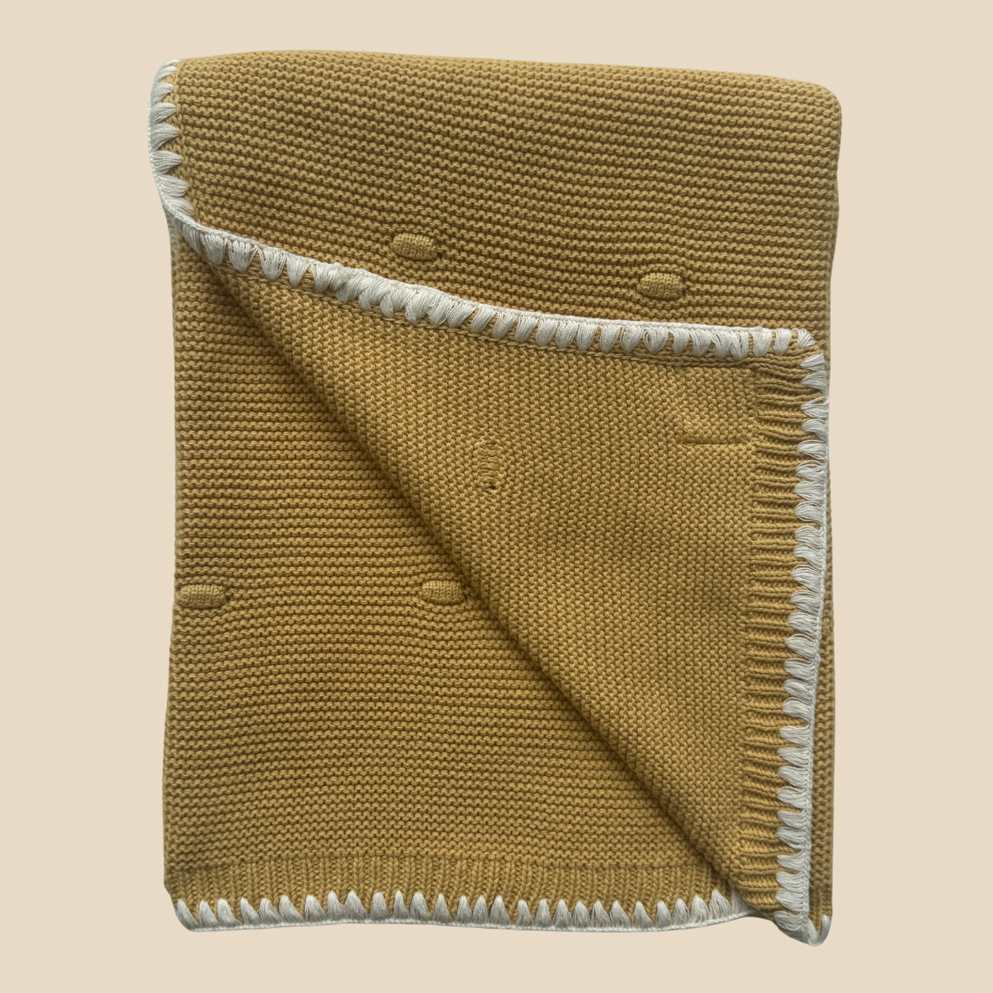 Ramona - Personalized Organic Cotton Knitted Blanket - Spiced Orchre