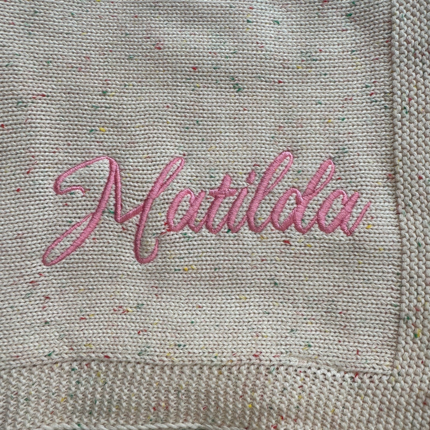 Pablo Signature Collection - Personalized Organic Cotton Knitted Blanket - Confetti Ivory