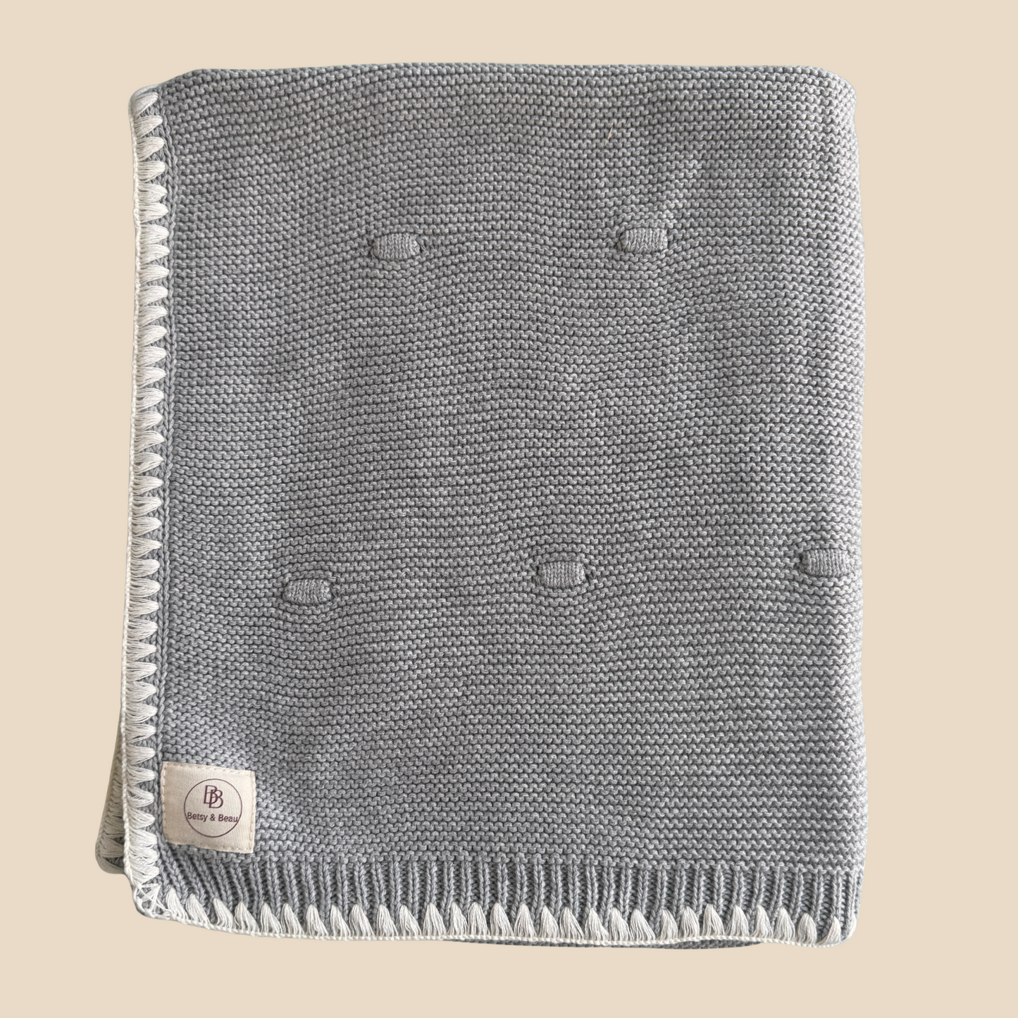 Ramona - Personalized Organic Cotton Knitted Blanket - Dove Grey