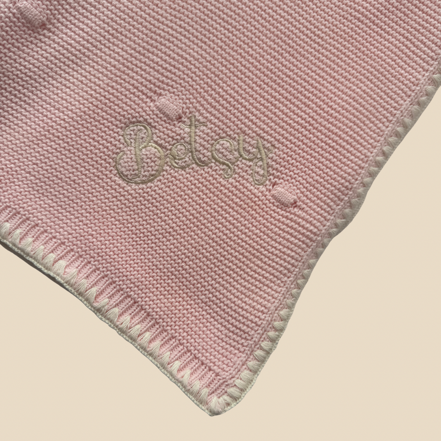 Ramona - Personalized Organic Cotton Knitted Blanket - Peony