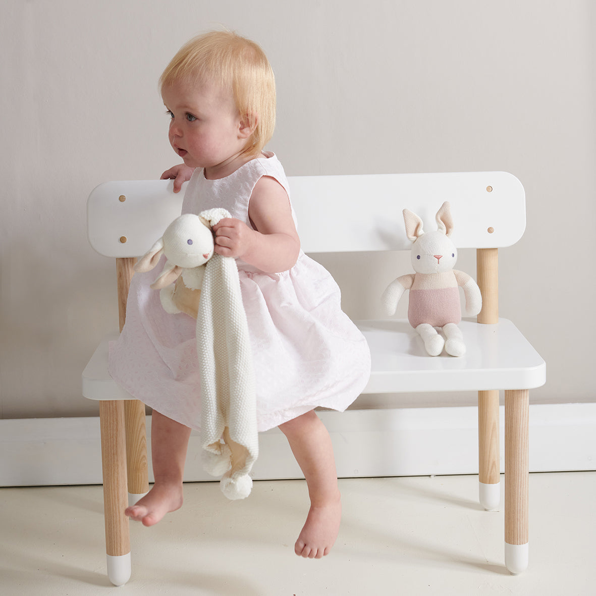 Bunny Cream Gift Set - Organic Rattle & Comforter