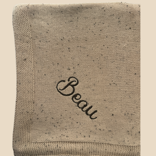Pablo - Signature Collection - Personalized Organic Cotton Knitted Blanket - Speckled Stone