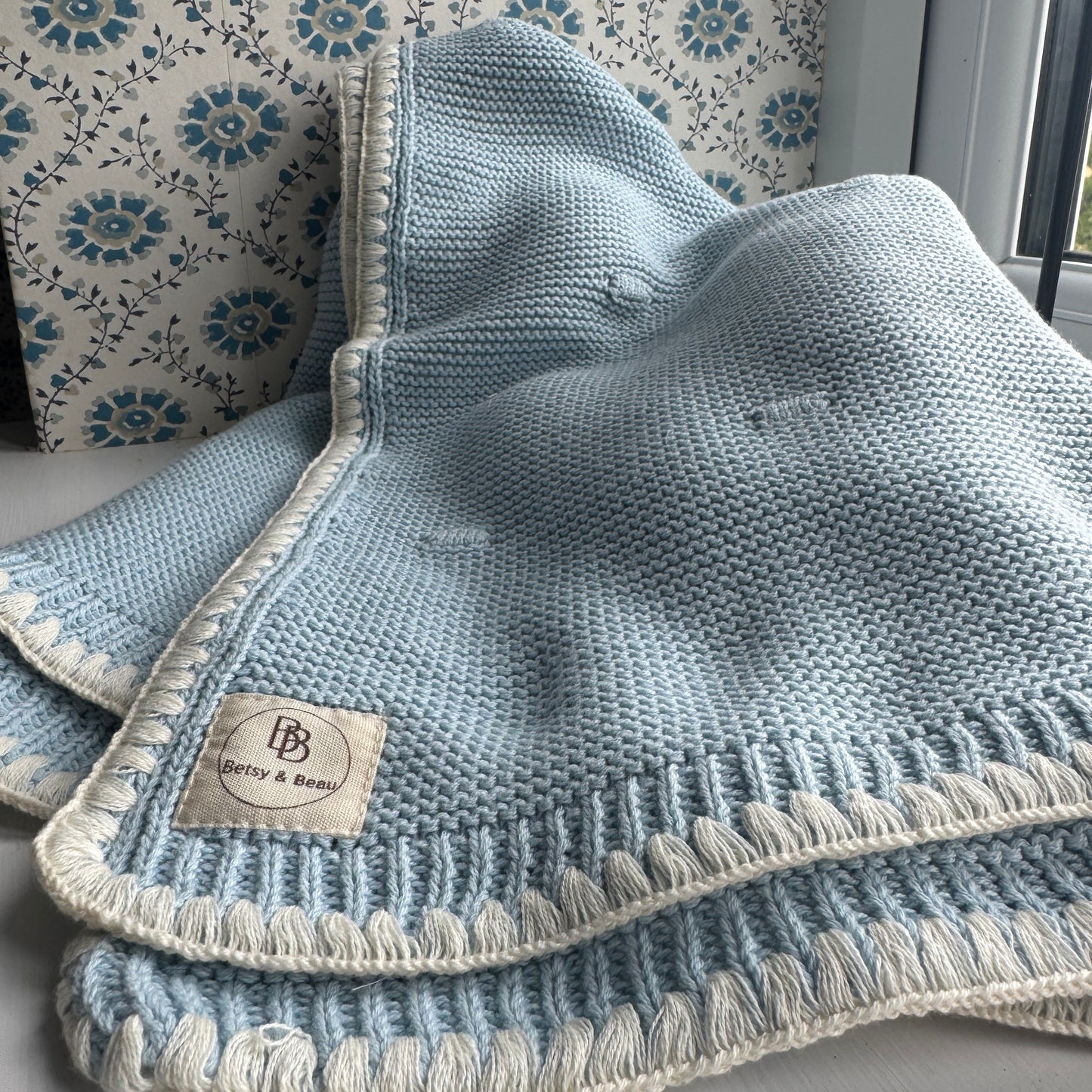 Ramona - Organic Cotton Knitted Blanket - Ocean