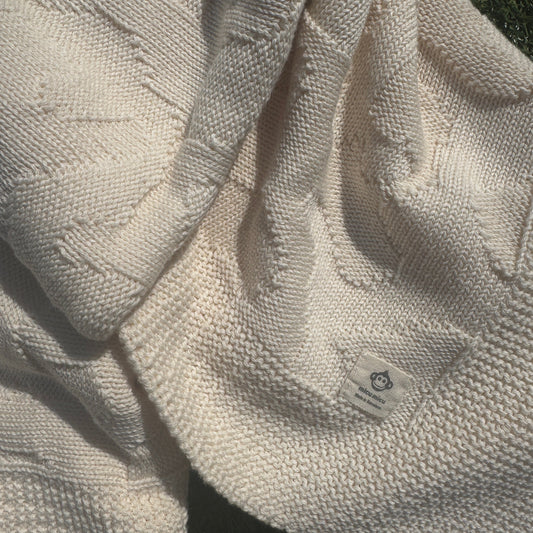 Camouflage Raw Baby Blanket -Ecru