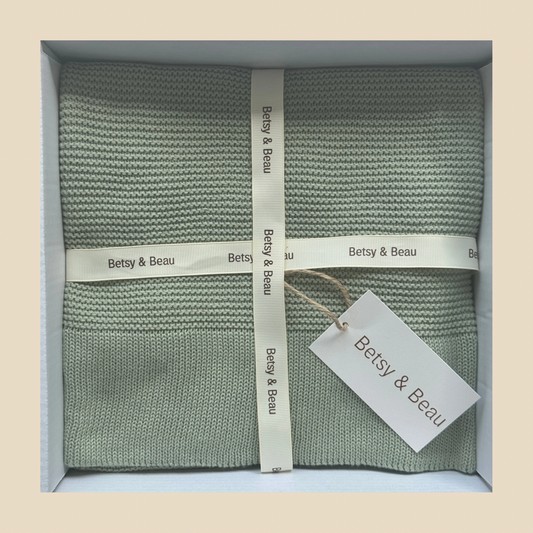 Arely - Organic Cotton  Knitted Blanket - Sage