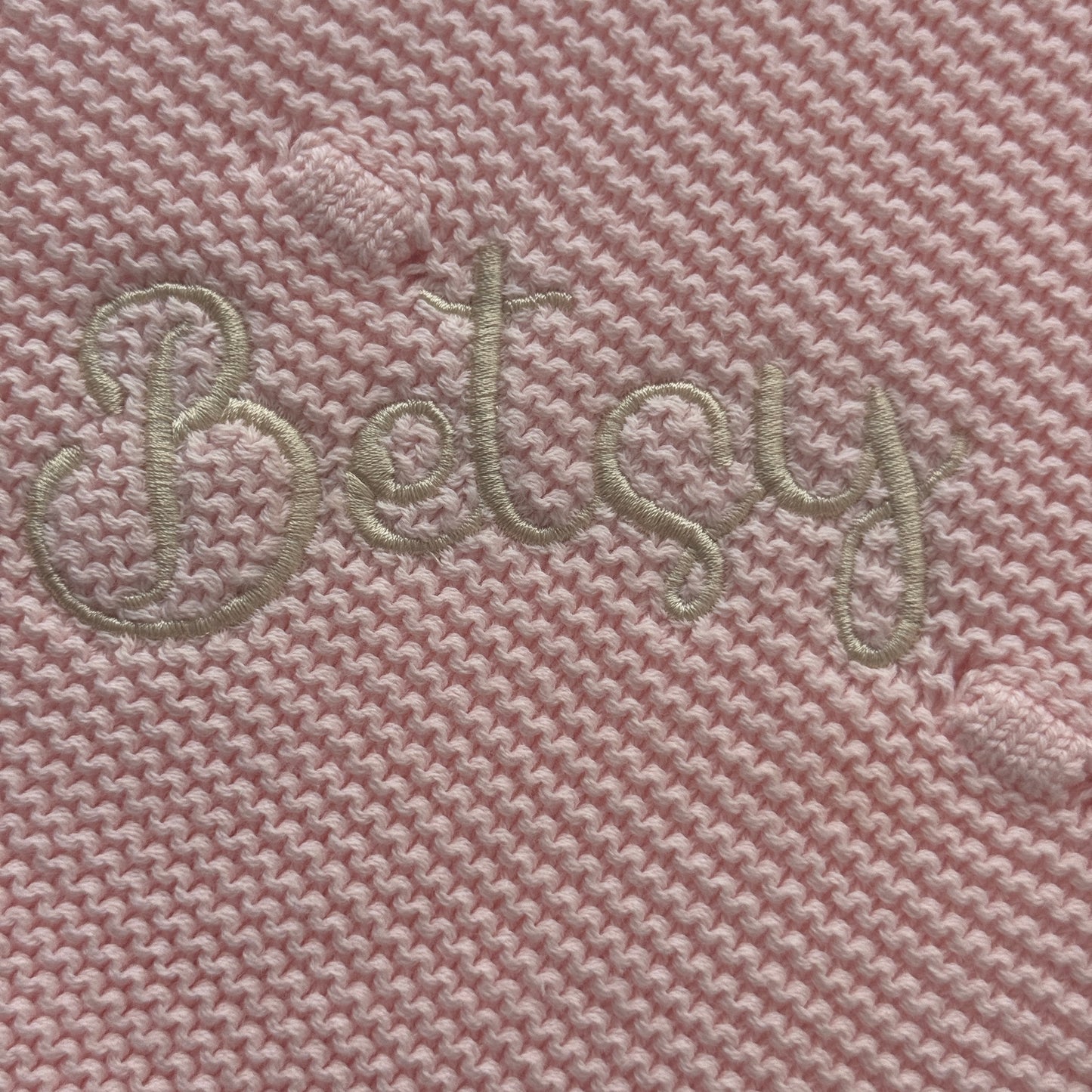 Ramona - Personalized Organic Cotton Knitted Blanket - Peony