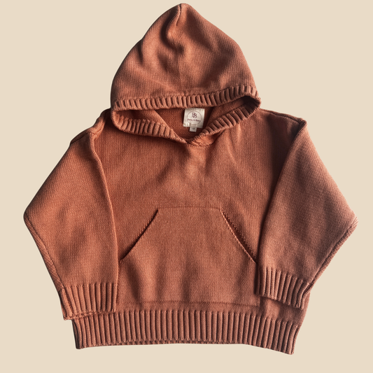 Solid Knit Cotton Hoodie - Salmon