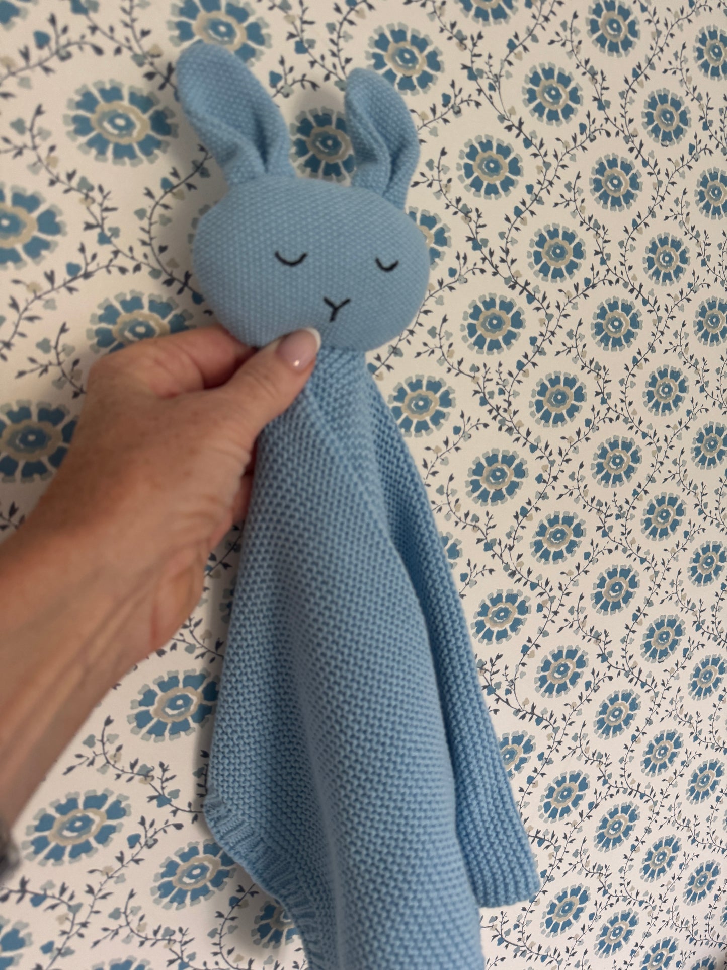Arely - Personalised Organic Cotton Knitted Bunny Snuggler - Sapphire