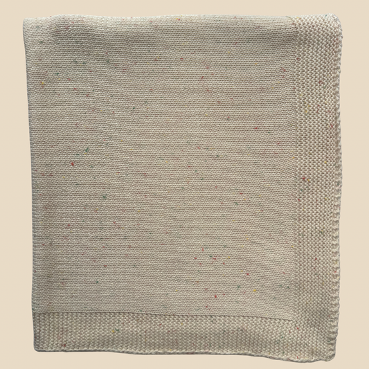 Pablo - Essentials Collection - Personalized Organic Cotton Knitted Blanket - Confetti Ivory
