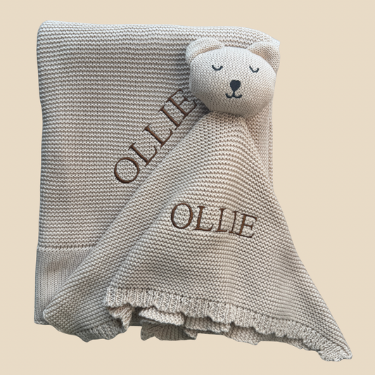 Arely - Personalized Blanket &  Snuggler Gift Set - Oatmeal