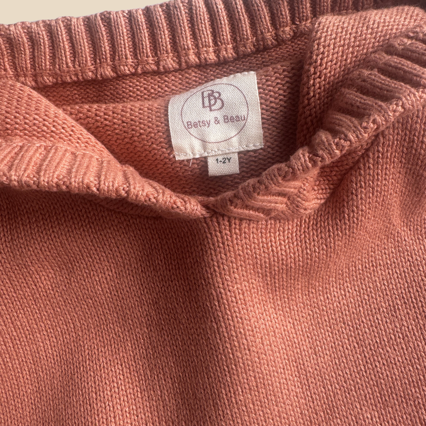 Solid Knit Cotton Hoodie - Salmon