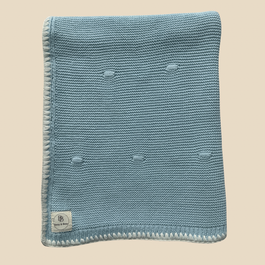 Ramona - Personalized Organic Cotton Knitted Blanket - Ocean