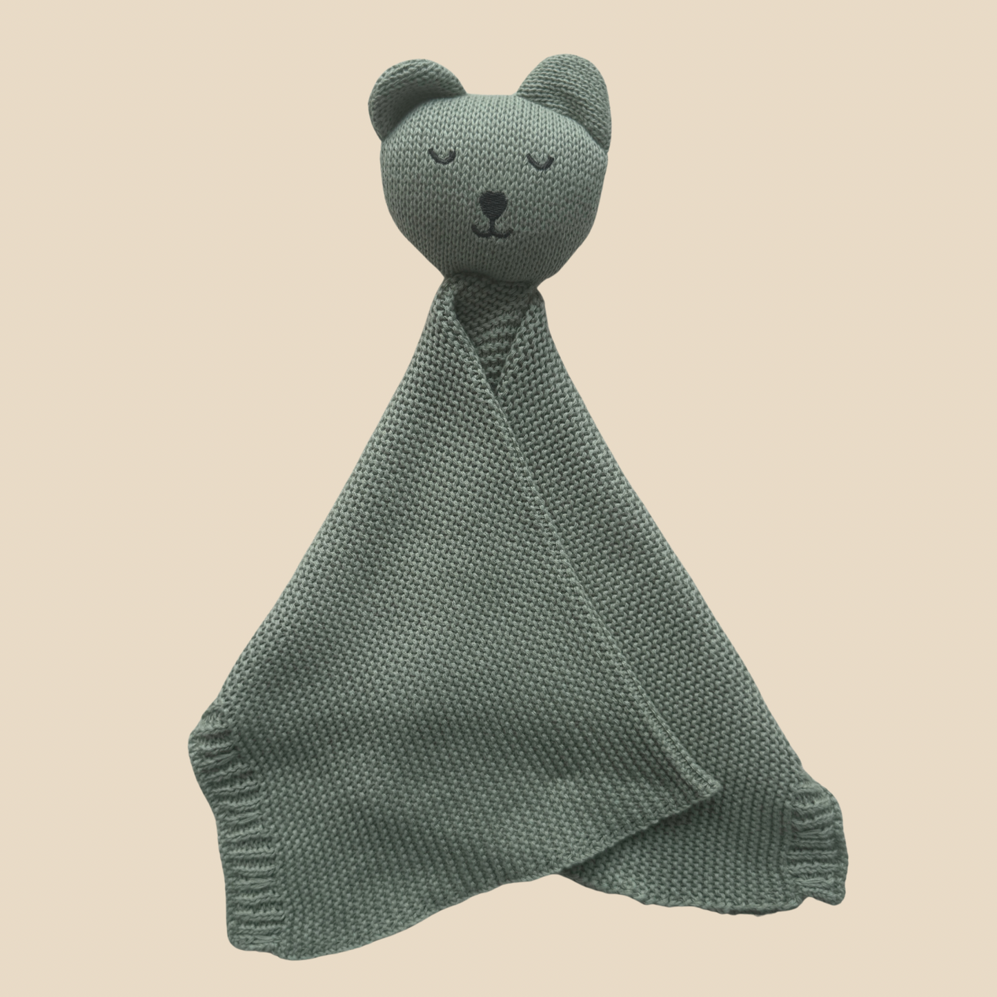 Arely - Personalized Organic Cotton Knitted Bear Snuggler - Sage