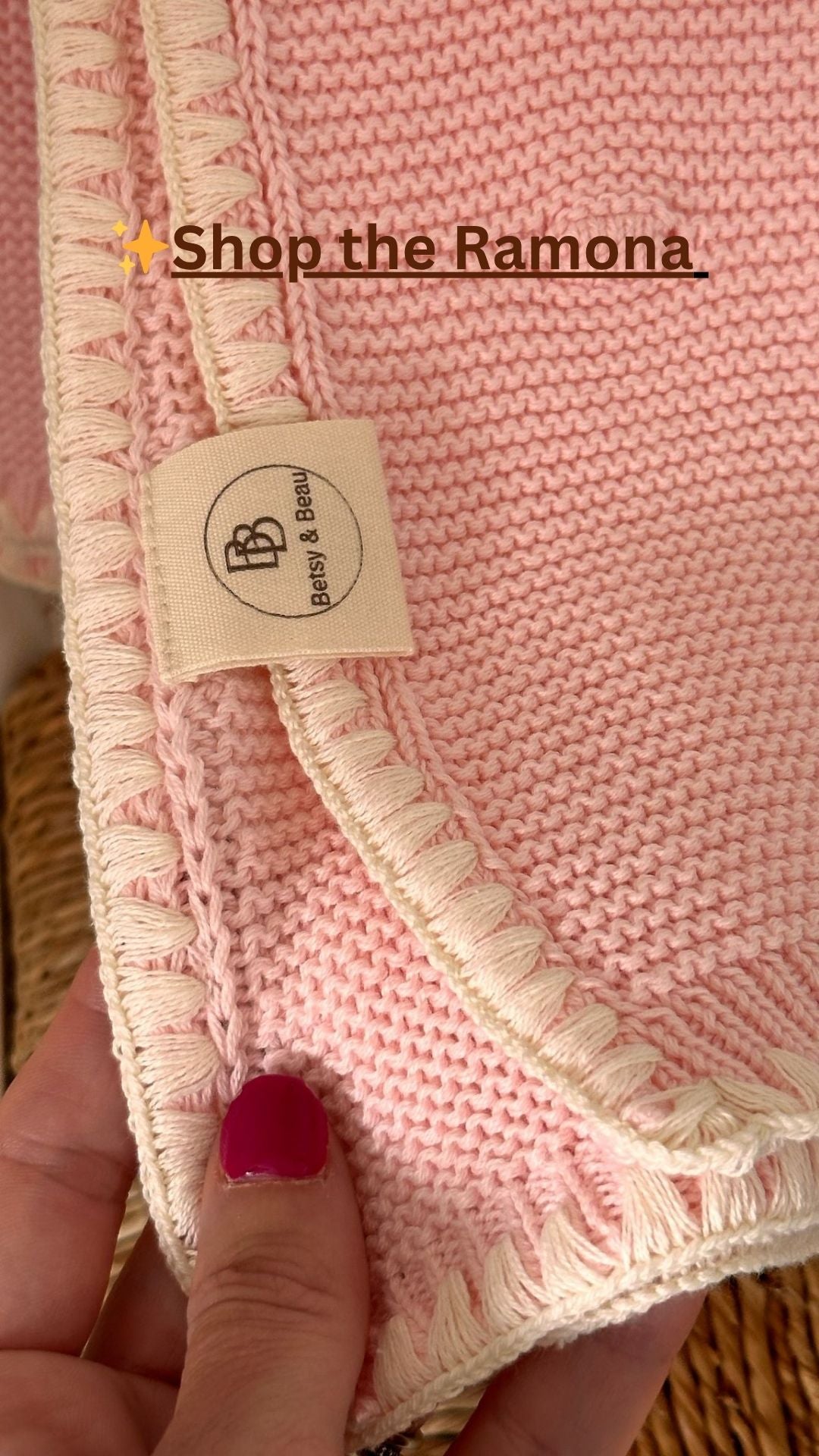 Ramona - Organic Cotton Knitted Blanket - Peony