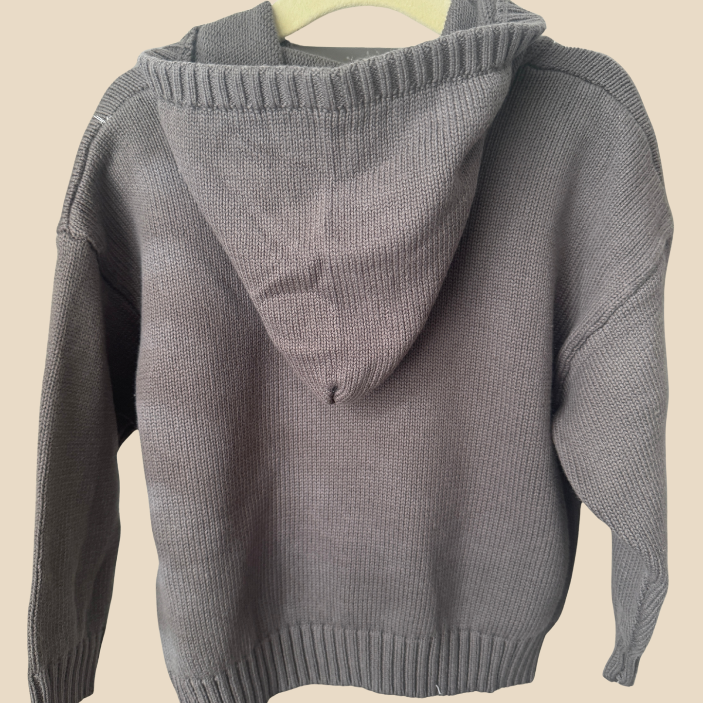 Solid Knit Cotton Hoodie - Charcoal