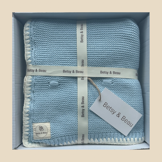 Ramona - Organic Cotton Knitted Blanket - Ocean