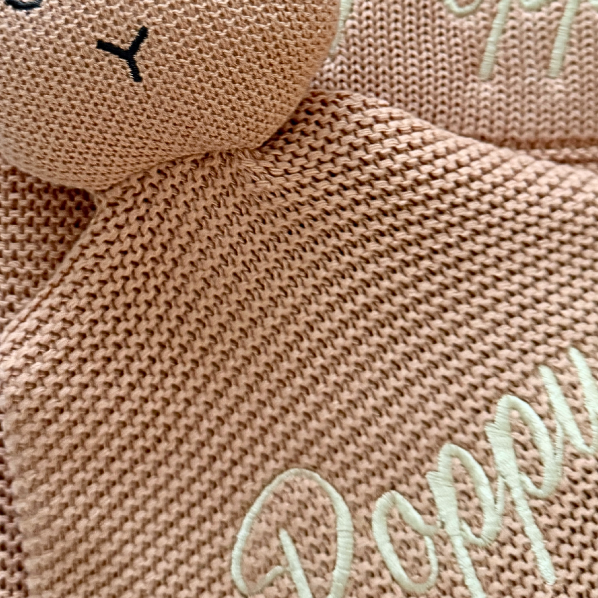 Arely - Personalised Organic Cotton Knitted Bunny Snuggler - Rose