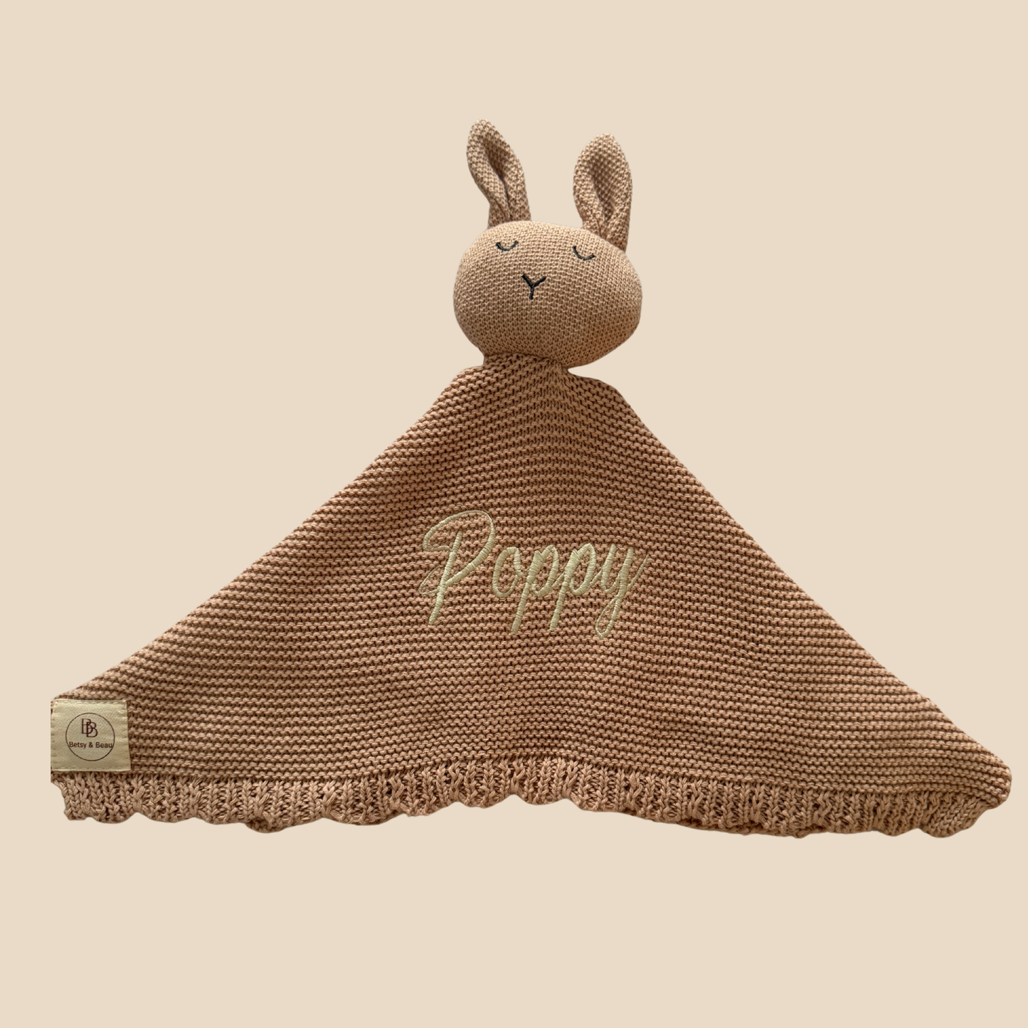 Arely - Personalised Organic Cotton Knitted Bunny Snuggler - Rose