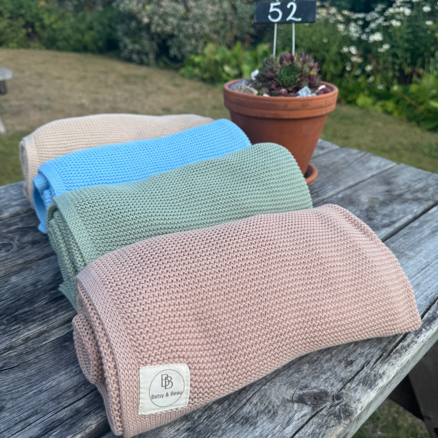 Arely - Organic Cotton Personalised Knitted Blanket - Oatmeal