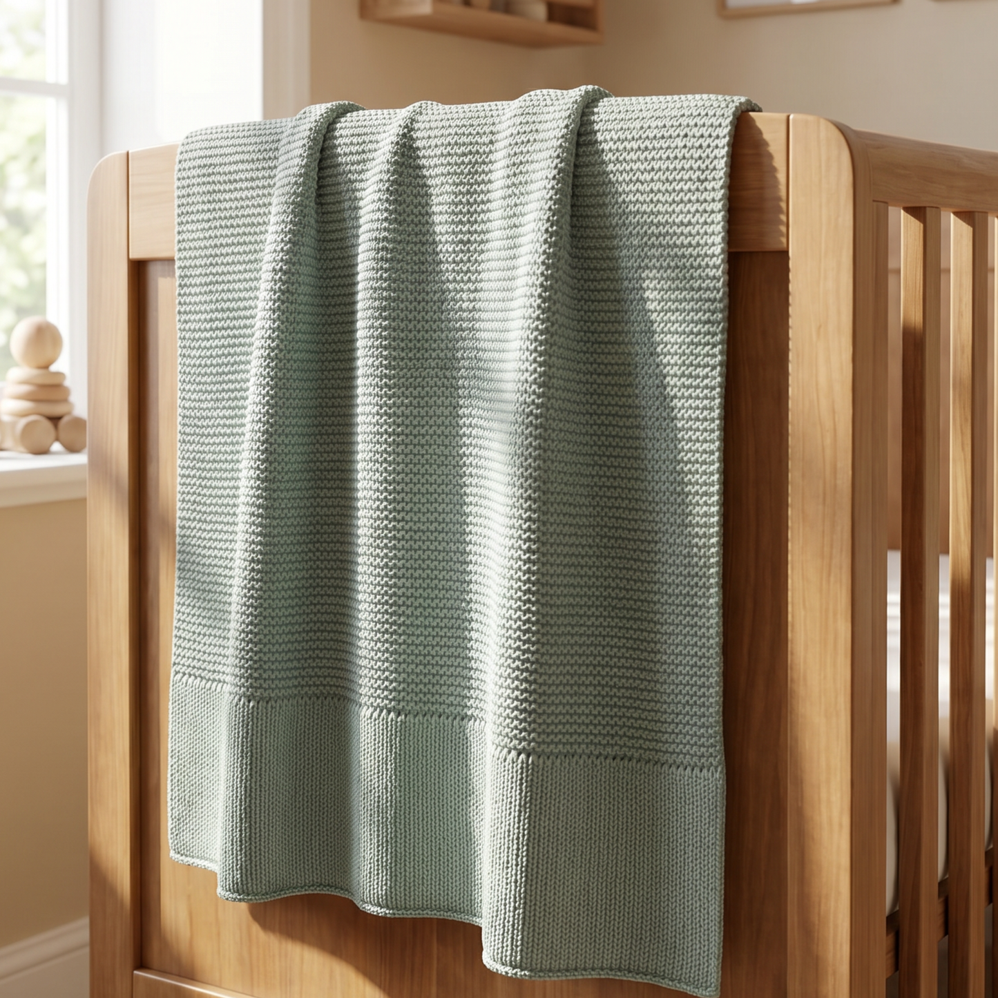 Arely - Organic Cotton Personalised Knitted Blanket - Sage