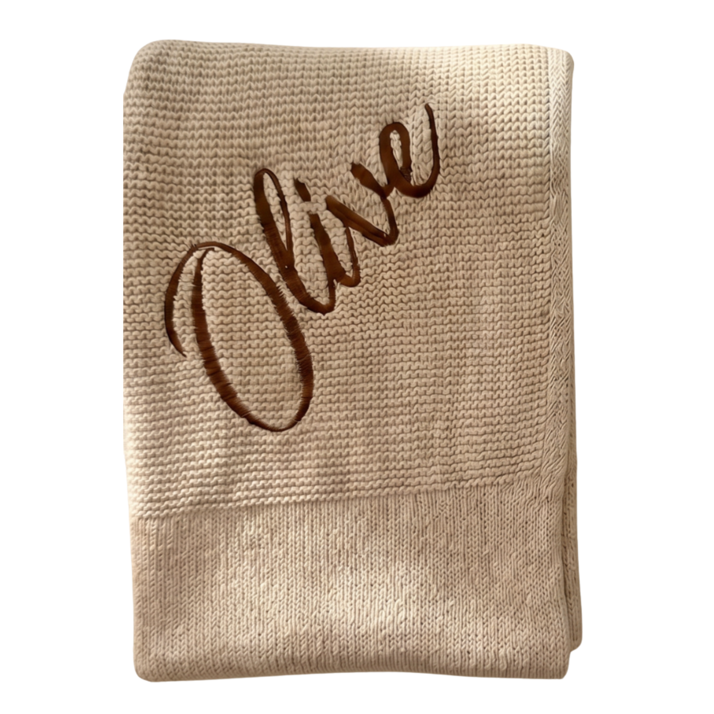 Arely - Organic Cotton Personalised Knitted Blanket - Oatmeal