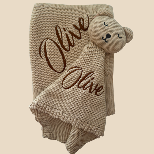 Arely - Personalised Blanket & Snuggler Gift Set - Oatmeal