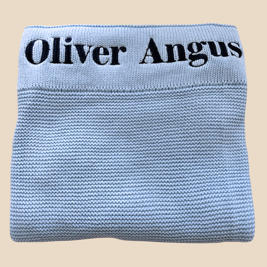 Arely - Organic Cotton Personalised Knitted Blanket - Sapphire