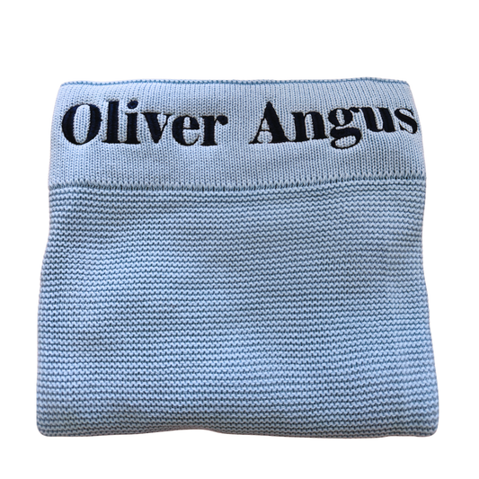 Arely - Organic Cotton Personalised Knitted Blanket - Sapphire