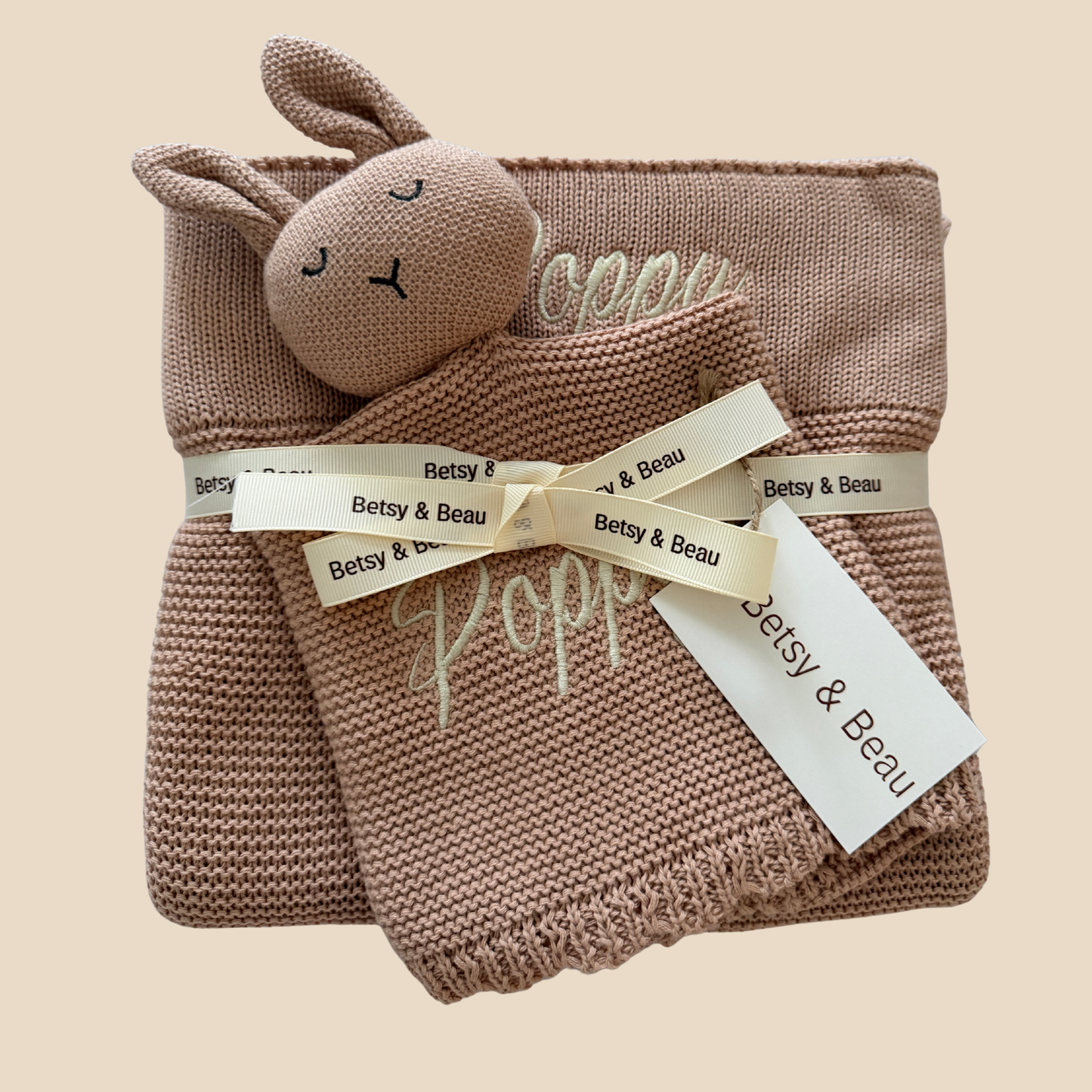 Arely - Organic Cotton Knitted Bunny Snuggler - Rose