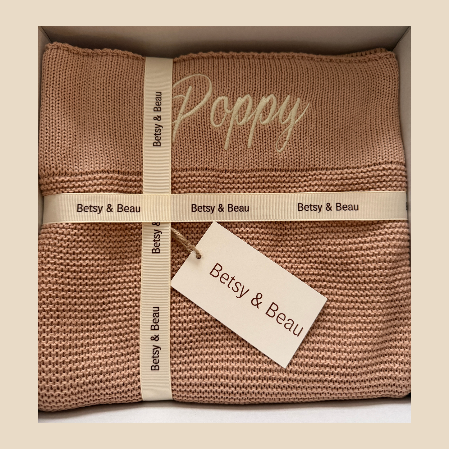 Arely - Organic Cotton Personalised Knitted Blanket - Rose