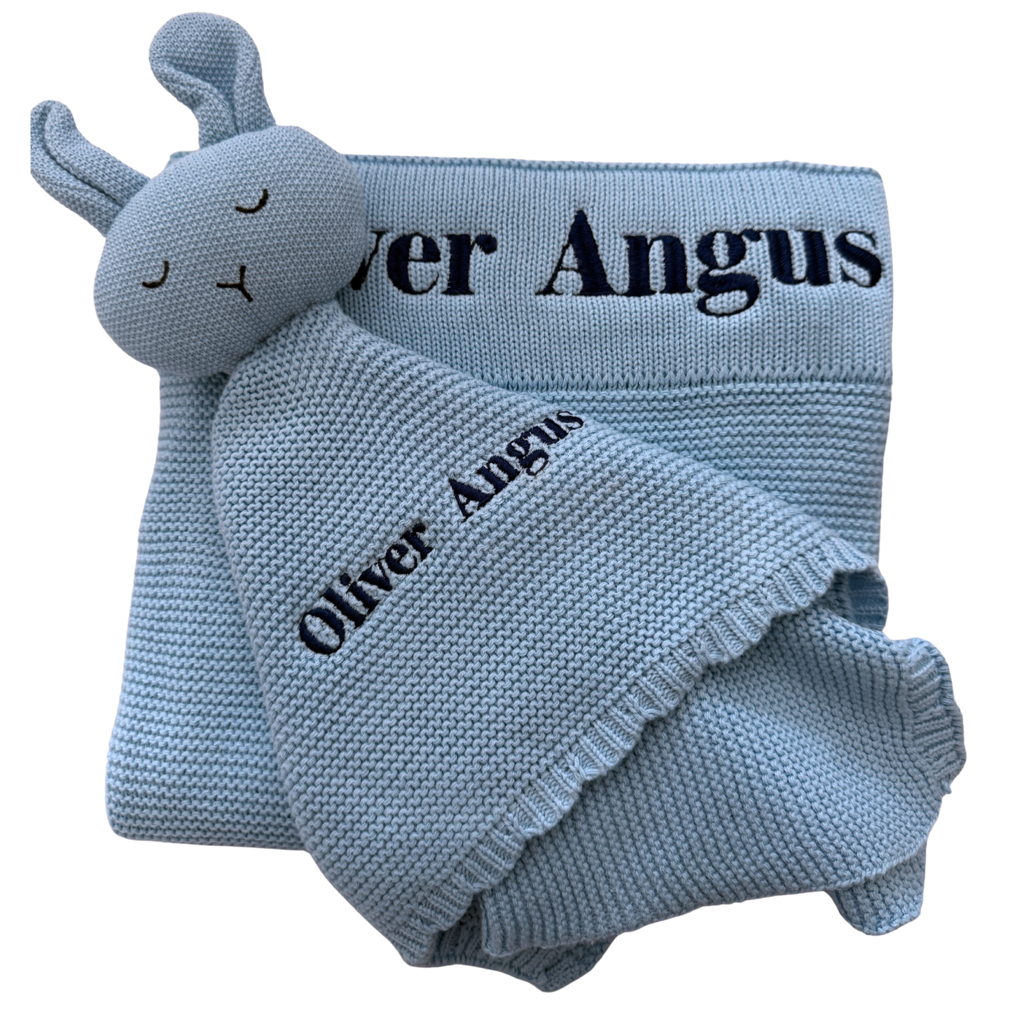 Arely - Organic Cotton Personalised Knitted Blanket - Sapphire