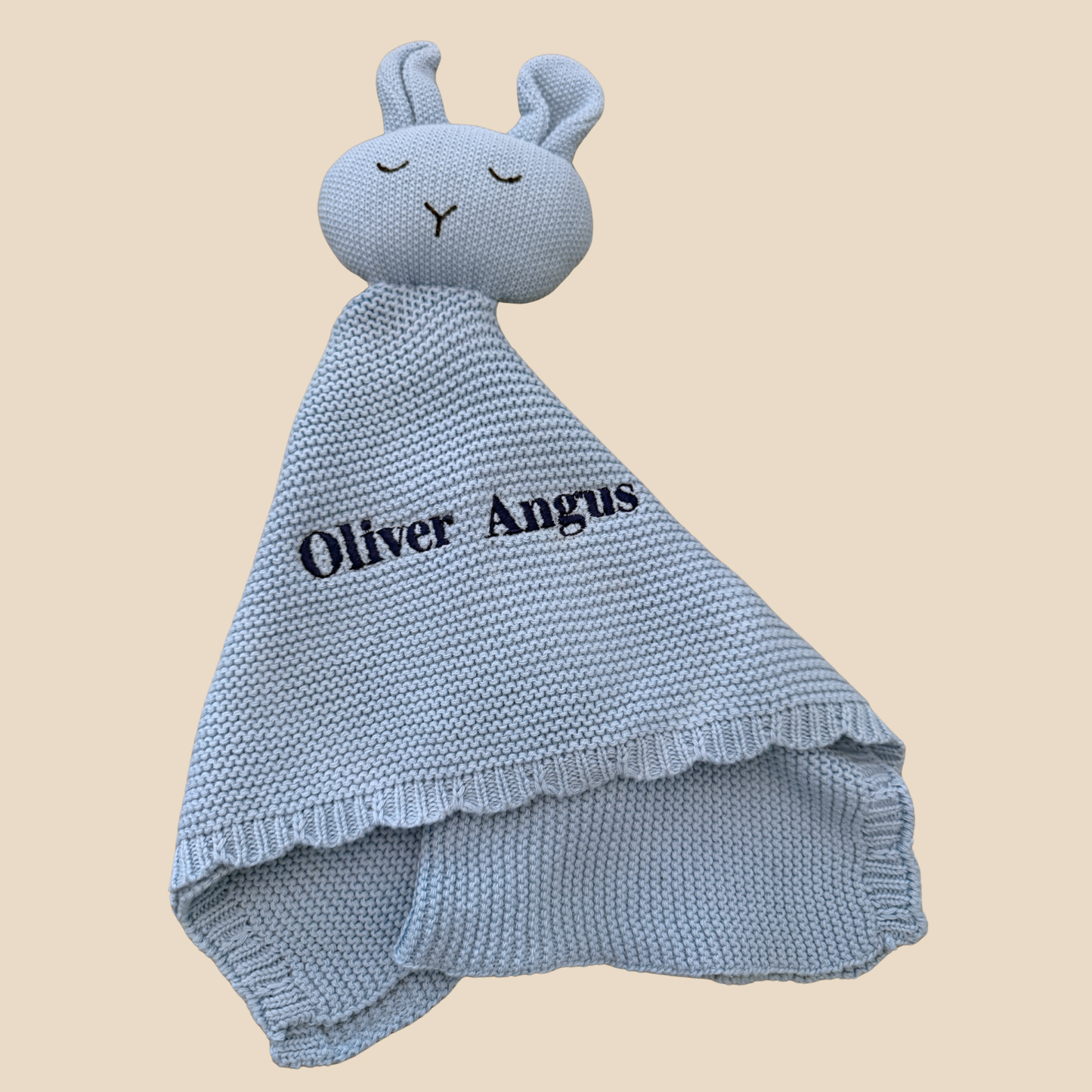 Arely - Personalised Organic Cotton Knitted Bunny Snuggler - Sapphire