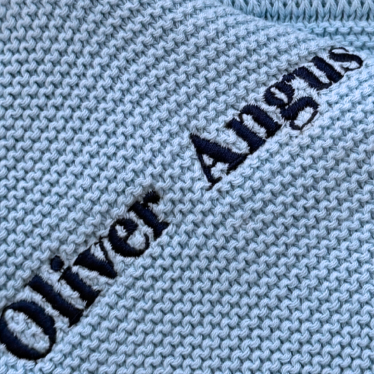 Arely - Personalised Organic Cotton Knitted Bunny Snuggler - Sapphire