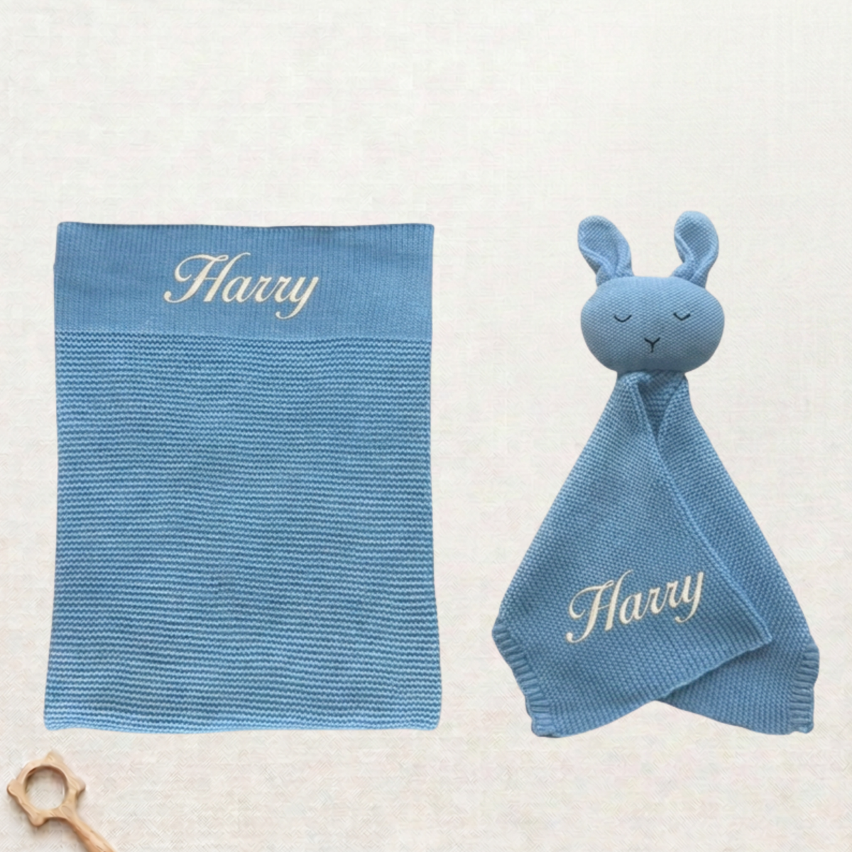 Arely - Organic Cotton Personalised Knitted Blanket - Sapphire