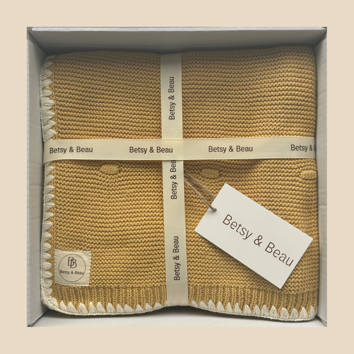 Ramona - Personalized Organic Cotton Knitted Blanket - Spiced Orchre