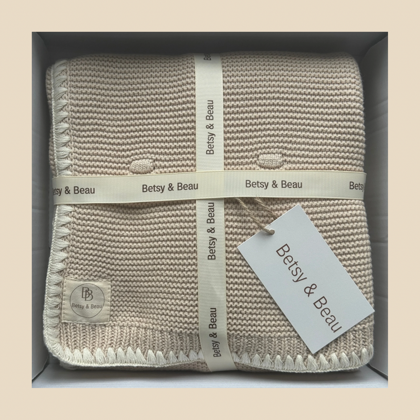 Ramona - Personalized Organic Cotton Knitted Blanket - Wheat