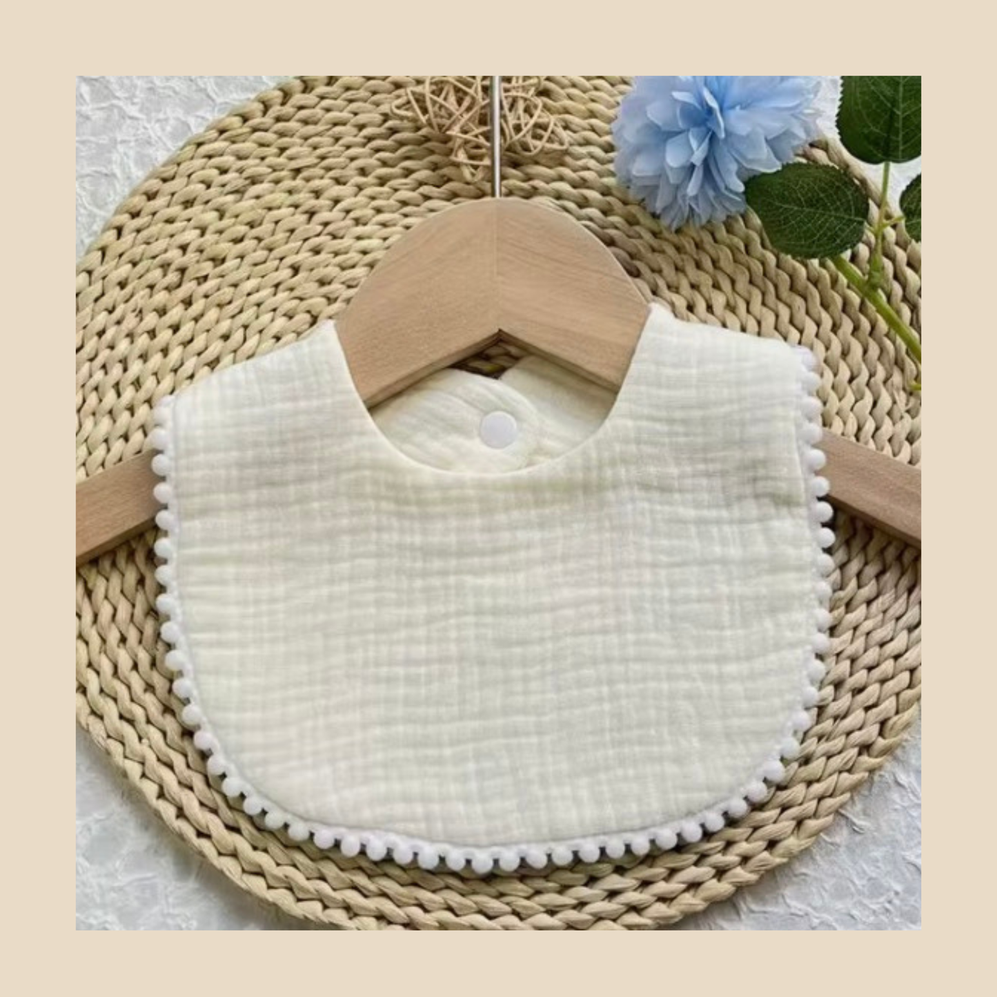 Organic Cotton Baby Bib - Pearl