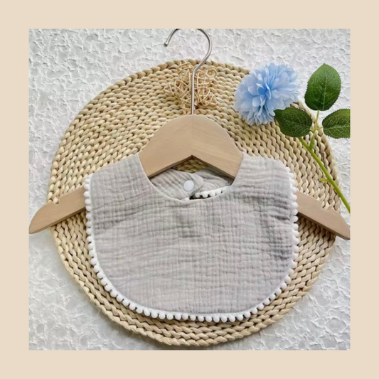 Organic Cotton Baby Bib - Stone