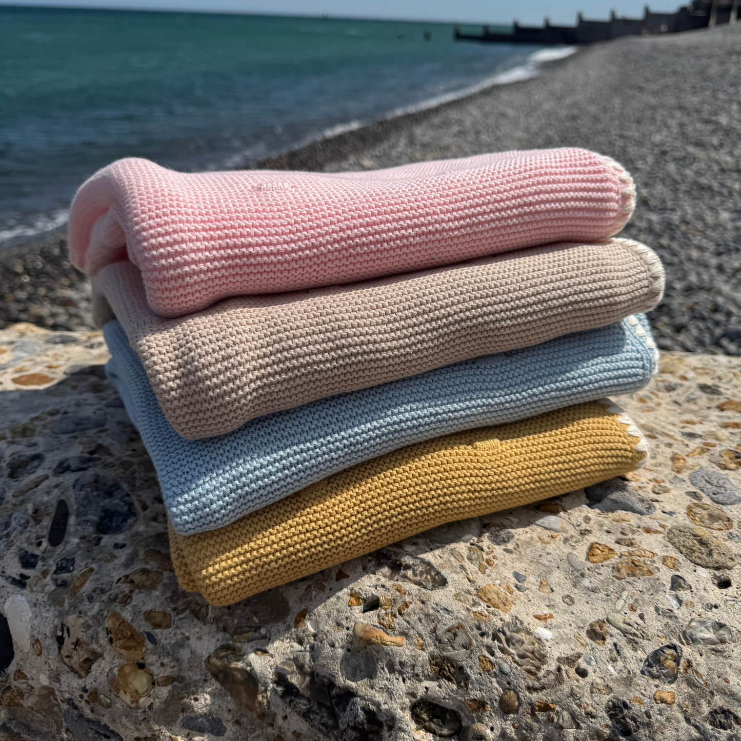 Ramona - Organic Cotton Knitted Blanket - Wheat
