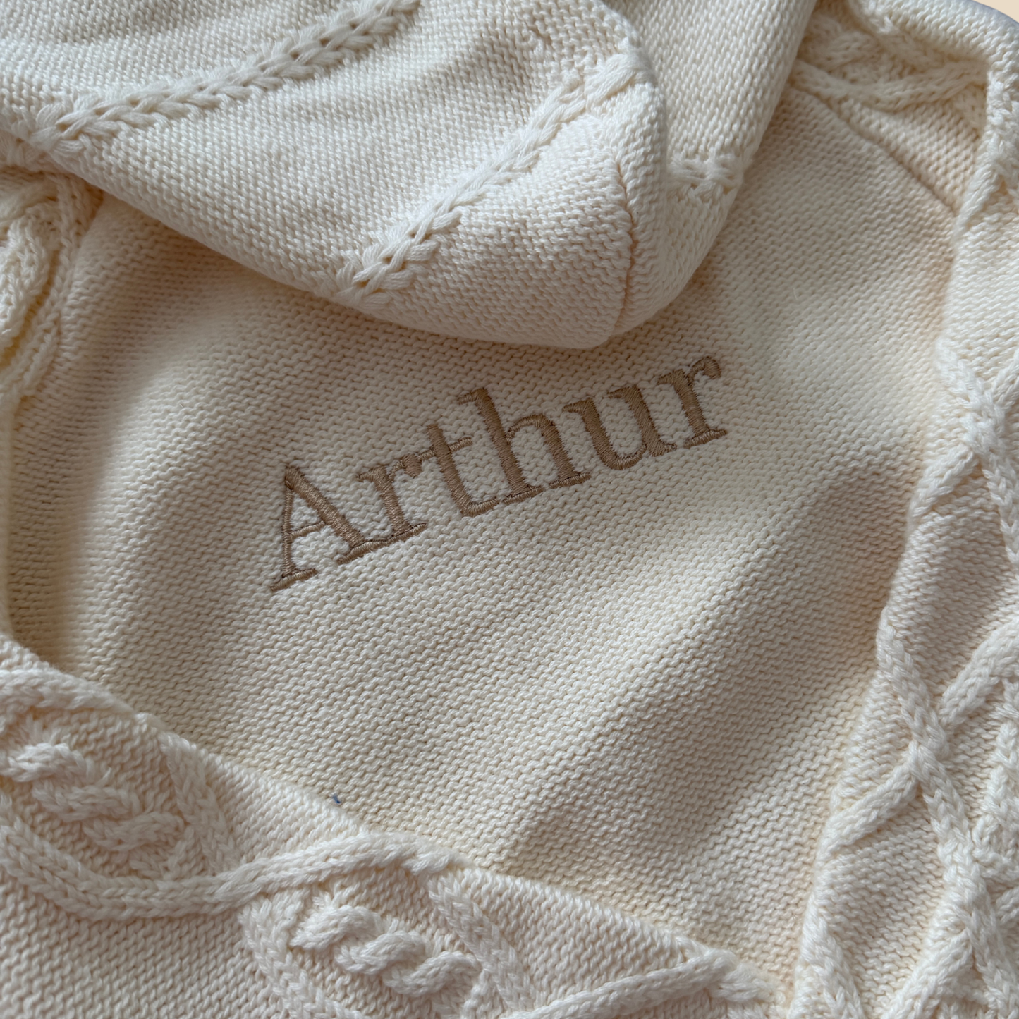 Personalised Cable Knit Cotton Hoodie - French Cream