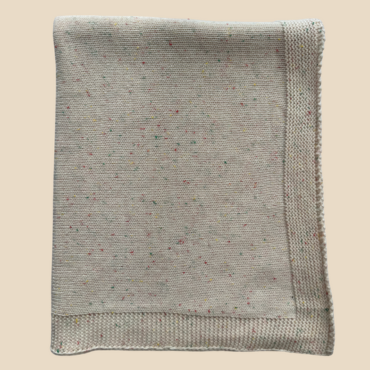 Pablo Signature Collection - Personalized Organic Cotton Knitted Blanket - Confetti Ivory
