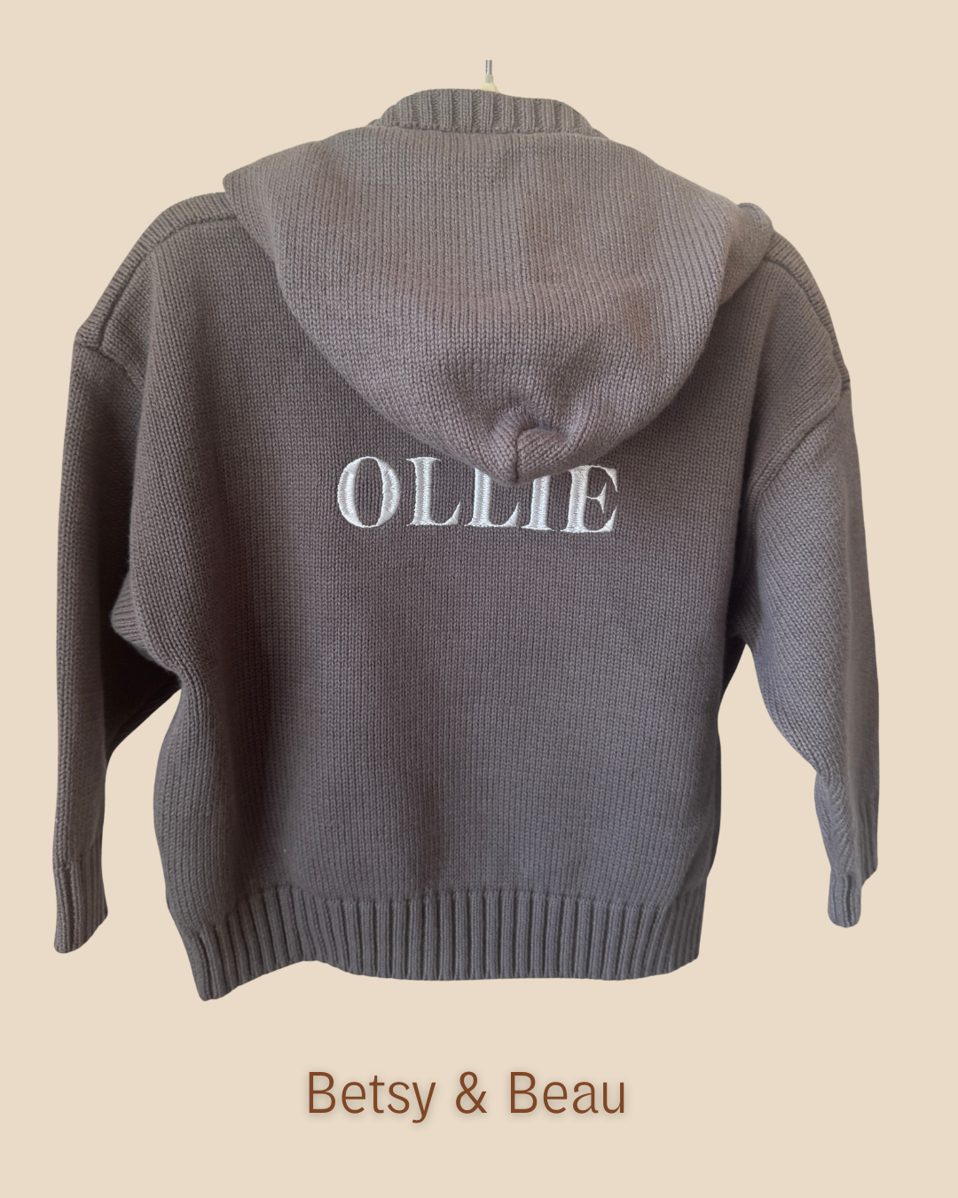 Personalised Solid Knit Cotton Hoodie - Charcoal