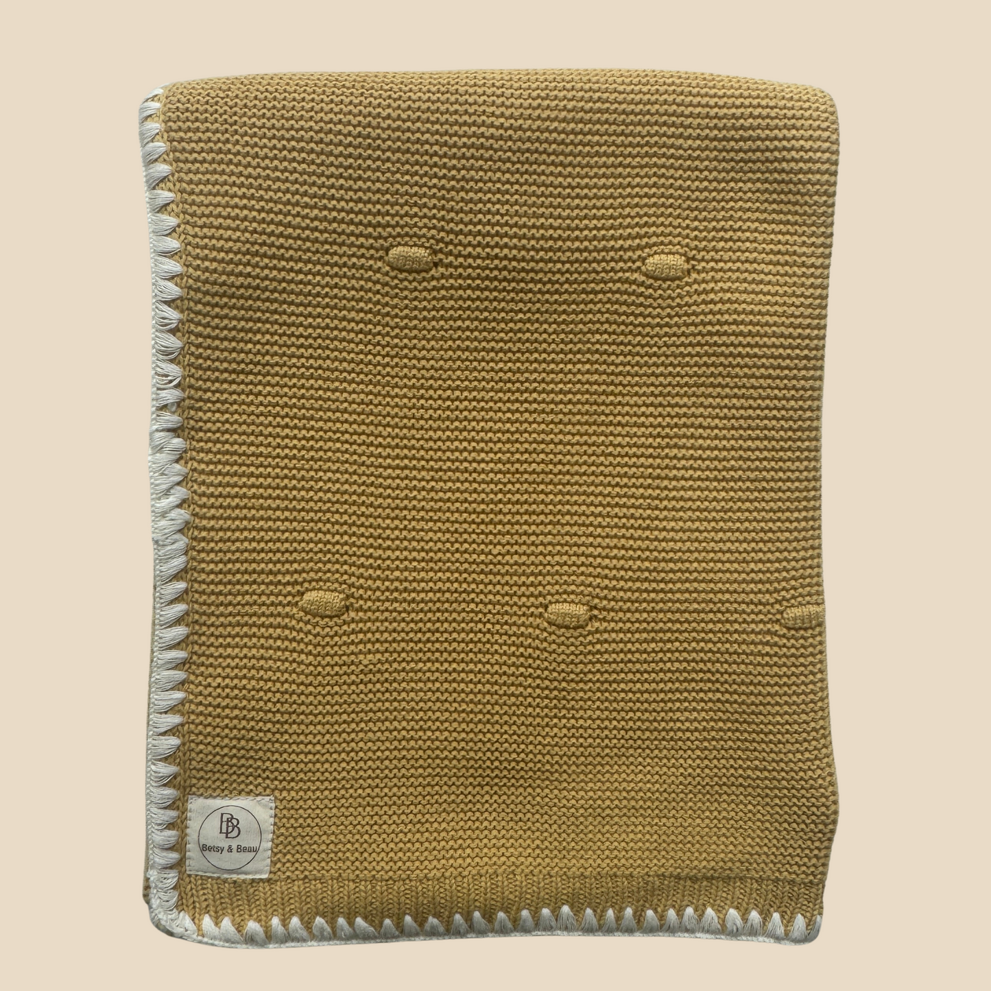 Ramona - Personalized Organic Cotton Knitted Blanket - Spiced Orchre