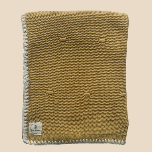 Ramona - Personalized Organic Cotton Knitted Blanket - Spiced Orchre