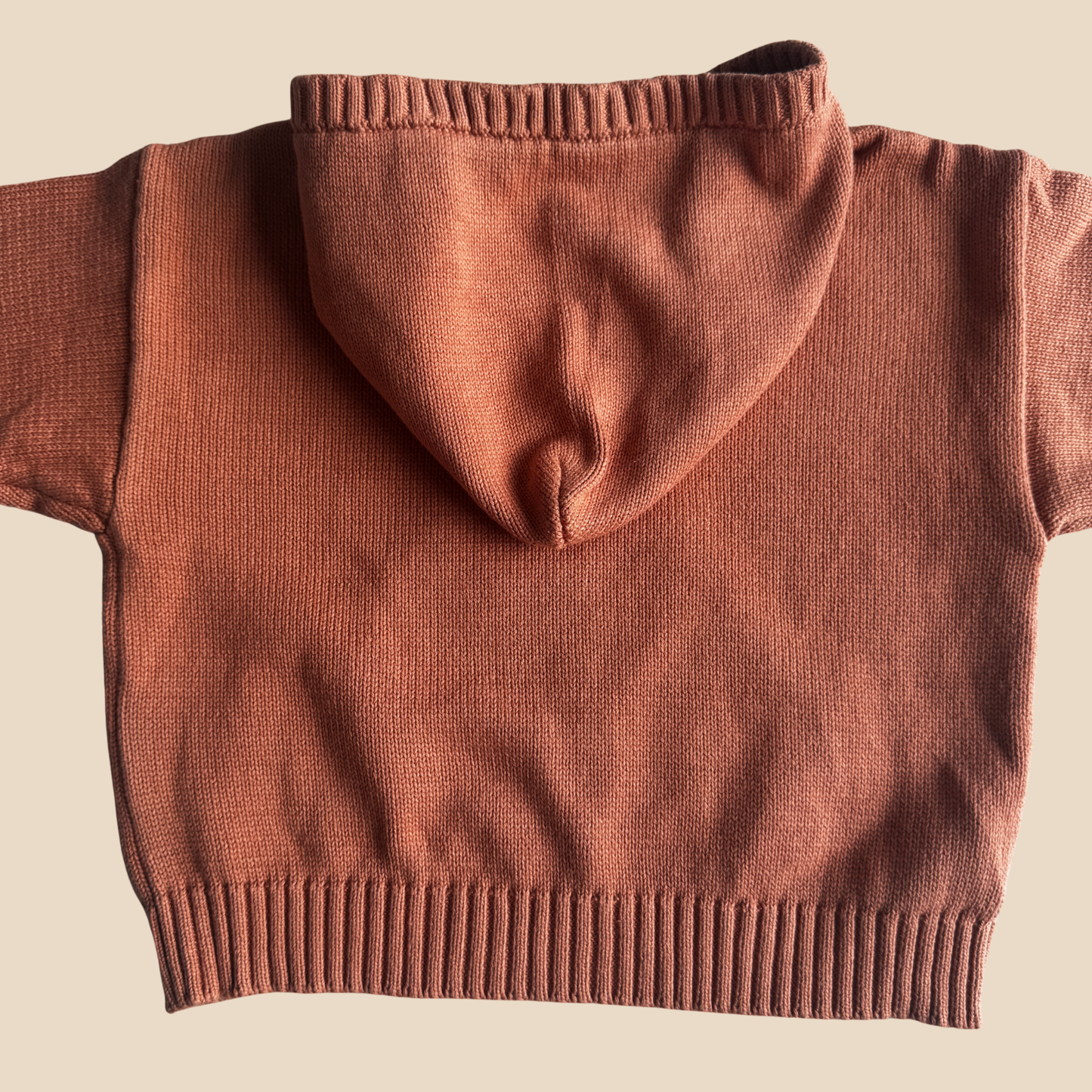 Solid Knit Cotton Hoodie - Salmon