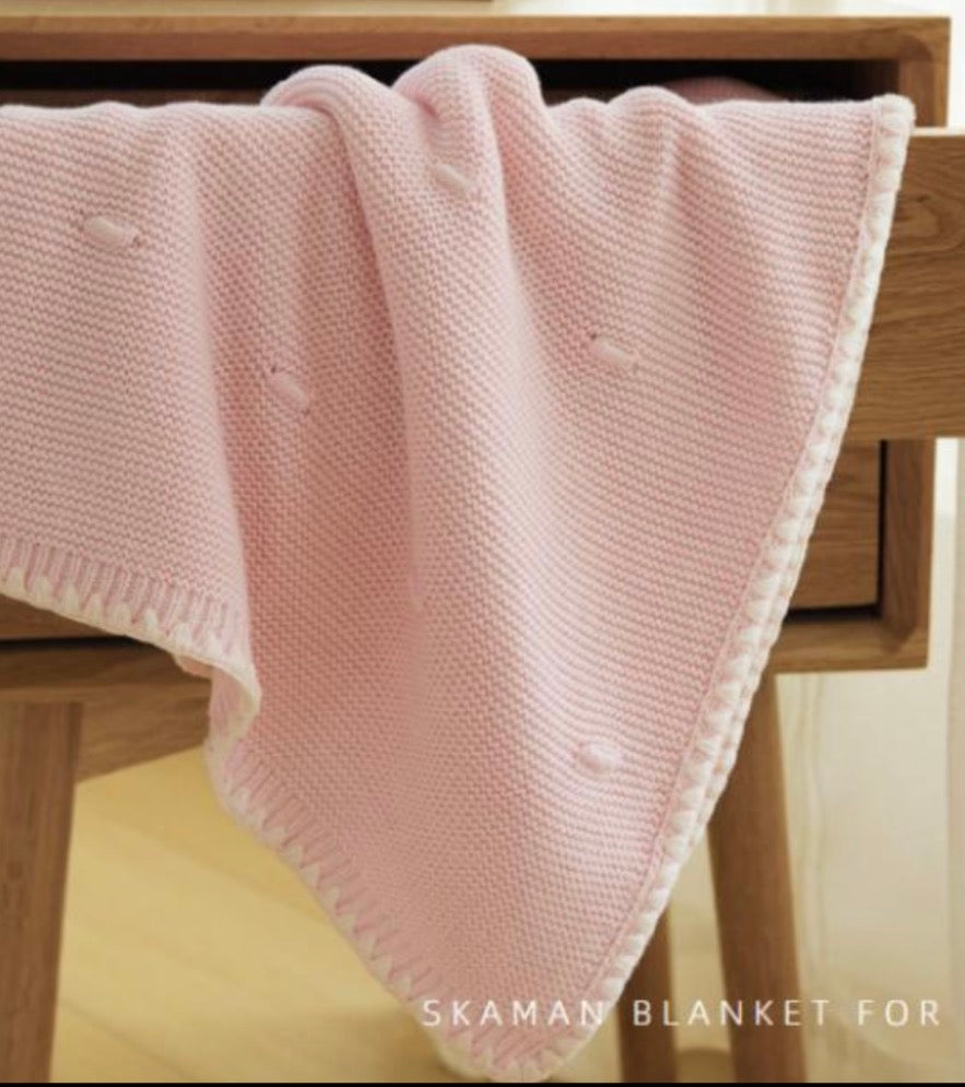 Ramona - Personalised Organic Cotton Knitted Blanket - Peony