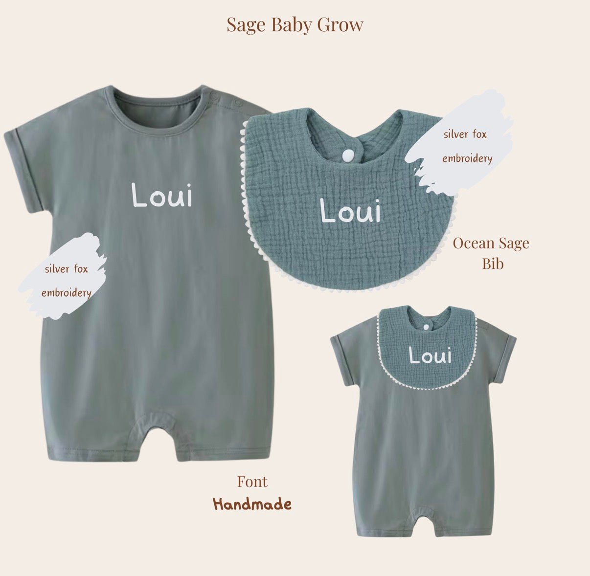 Organic Cotton Romper – Soft, Practical & Personalised -  Sage