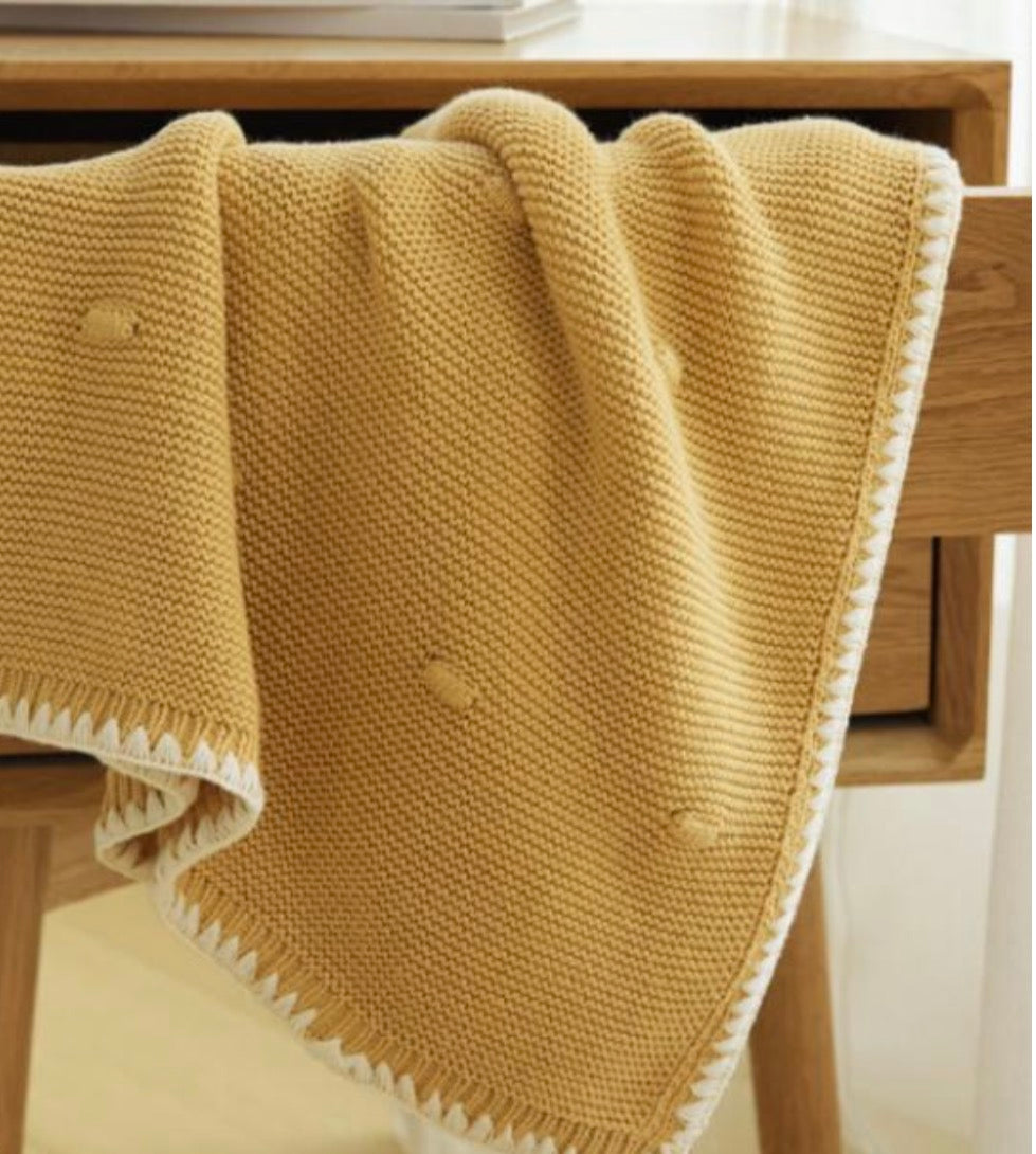 Ramona - Personalised Organic Cotton Knitted Blanket - Spiced Orchre