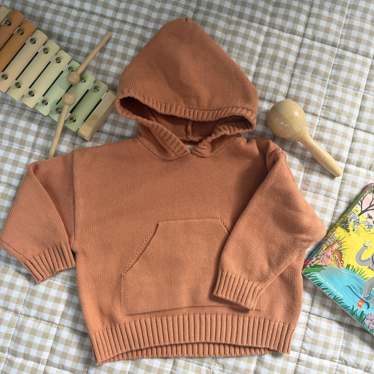 Personalised Everyday Knit Hoodie - 100% Cotton - Chestnut